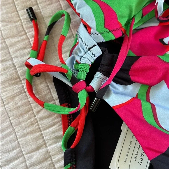 NWT Anthropologie Sanctuary Bandeau black green floral high waist Bikini Set M - Picture 7 of 12